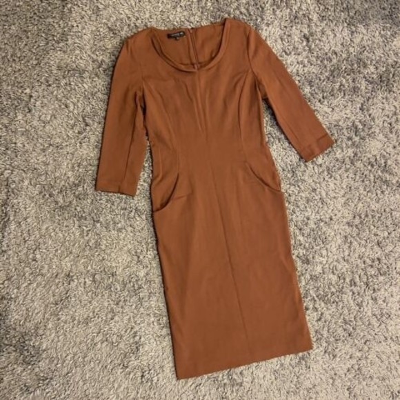 Lafayette 148 New York 3/4 Sleeve Sheath Dress In Sienna Brown Size 8 Women